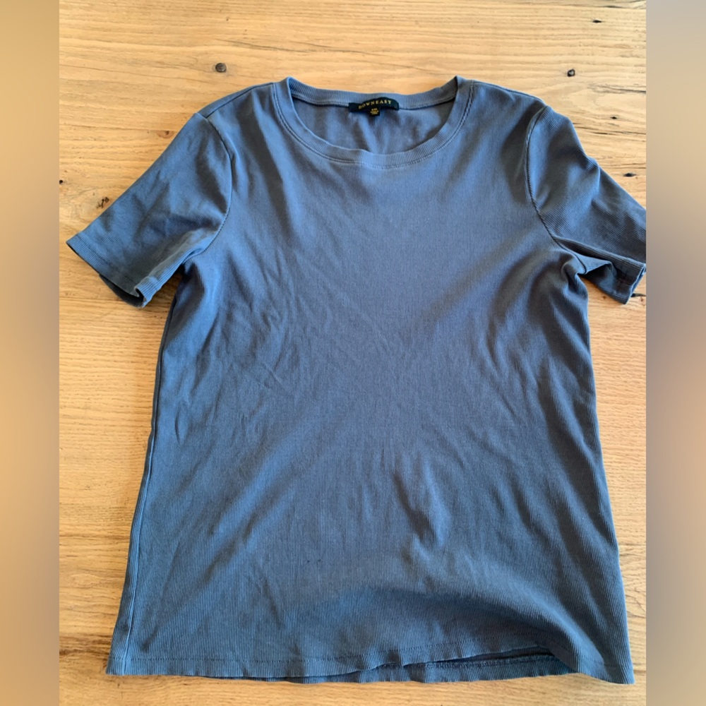 Downeast Rib knit Crewneck Short Sleeve Tee Shirt Gray‎ Women’s Large Preloved
